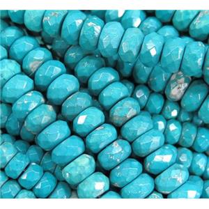 blue treated turquoise beads, faceted rondelle, approx 5x8mm [GMT1276-5X8MM]