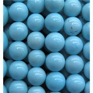 Natural Chinese Hubei Turquoise Beads, round, blue, approx 12mm dia [GMT1280-12MM]