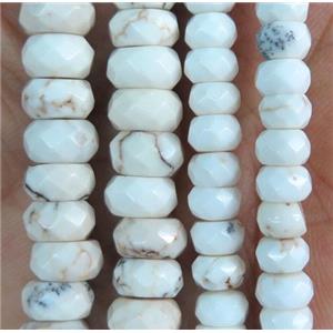 white Magnesite Turquoise beads, faceted rondelle, approx 2x4mm [GMT1303-2X4MM]