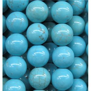 blue turquoise beads, round, approx 10mm dia [GMT1312-10MM]