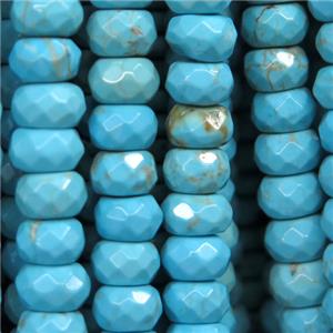 faceted rondelle Turquoise beads, blue treated, approx 4x6mm [GMT1313-4X6MM]