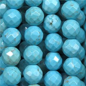 faceted round blue Turquoise beads, approx 4mm dia [GMT1314-4MM]