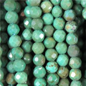 Green turquoise beads, faceted round, approx 3mm dia [GMT1315]