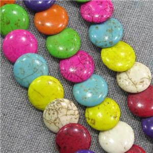 synthetic Turquoise circle beads, mix color, approx 16mm [GMT1336]