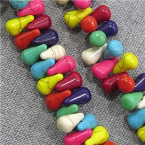 synthetic Turquoise teardrop beads, top-drilled, mix color, approx 6-11mm [GMT1374]