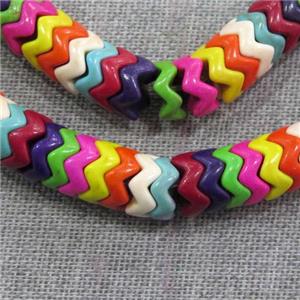 synthetic Turquoise wave beads, mix color, approx 3x6mm [GMT1378-3X6MM]