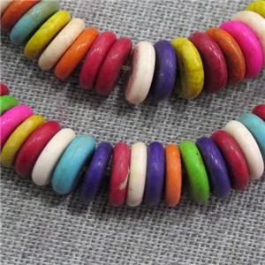 synthetic Turquoise heishi spacer beads, mix color, approx 3x10mm [GMT1381-3X10MM]