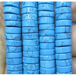 blue turquoise heishi beads, synthetic, approx 10x4mm [GMT212]