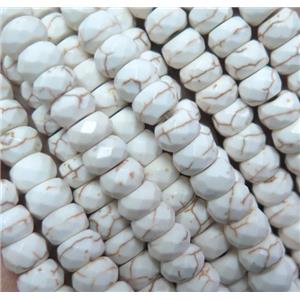 white synthetic Turquoise beads, faceted rondelle, approx 6x10mm, 15.5 inches [GMT230-6X10MM]