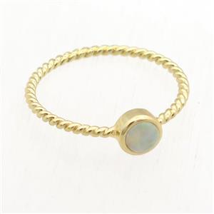 circle Fire Opal Rings, copper, gold plated, approx 5mm, 18mm dia [GR10054]