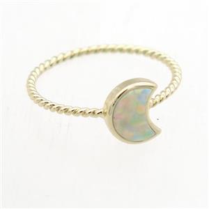 moon Fire Opal Rings, copper, gold plated, approx 7-8mm, 18mm dia [GR10058]