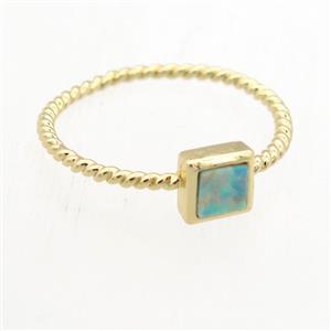 square Fire Opal Rings, copper, gold plated, approx 5mm, 18mm dia [GR10059]