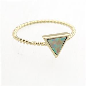 triangle Fire Opal Rings, copper, gold plated, approx 8mm, 18mm dia [GR10060]