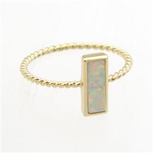 rectangle Fire Opal Rings, copper, gold plated, approx 4-10mm, 18mm dia [GR10061]