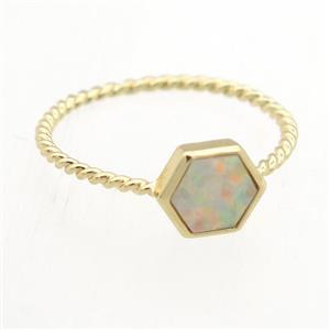 Fire Opal Rings, copper, gold plated, approx 7mm, 18mm dia [GR10065]