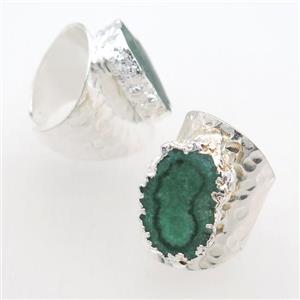 green Solar Quartz Druzy Rings, silver plated, approx 20-30mm [GR10089]