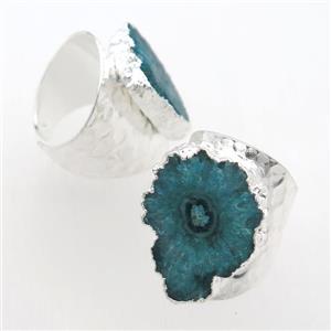 peacock green Solar Quartz Druzy Rings, silver plated, approx 20-30mm [GR10091]