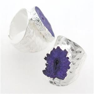 purple Solar Quartz Druzy Rings, silver plated, approx 20-30mm [GR10092]