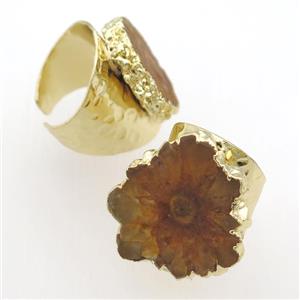 yellow Solar Quartz Druzy Rings, gold plated, approx 20-30mm [GR10097]