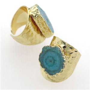 green Solar Quartz Druzy Rings, gold plated, approx 20-30mm [GR10099]