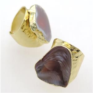 Botswana Agate Rings, gold plated, approx 20-30mm [GR10105]