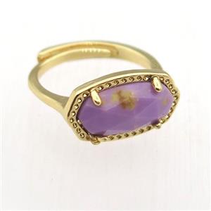 purple Sugilite Ring, copper, gold plated, approx 7-14mm, 17mm dia [GR10108]
