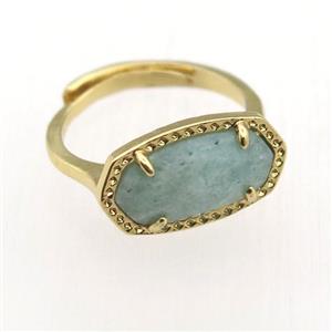 Amazonite Ring, copper, gold plated, approx 7-14mm, 17mm dia [GR10110]