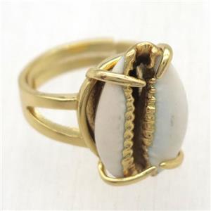 Conch shell Ring, copper, gold plated, approx 15-20mm [GR10123]