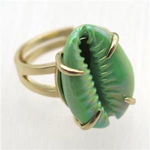 green Conch shell Ring, copper, gold plated, approx 15-20mm [GR10126]