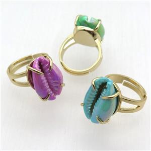 Conch shell Quahog Ring, copper, gold plated, approx 15-20mm [GR10128]