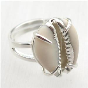 Conch shell Ring, copper, silver plated, approx 15-20mm [GR10129]