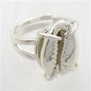 Conch shell Ring, copper, silver plated, approx 15-20mm [GR10130]