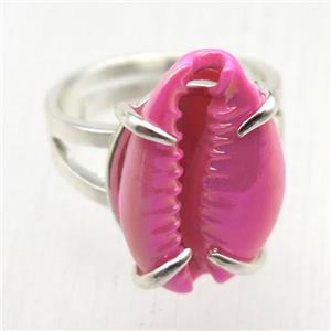 hotpink Conch shell Ring, copper, silver plated, approx 15-20mm [GR10131]