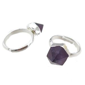 Amethyst Rings, silver plated, approx 12mm, 20mm dia [GR10142]