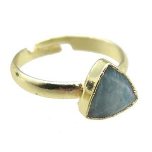 Amazonite Rings, triangle, gold plated, approx 10mm, 20mm dia [GR10151]