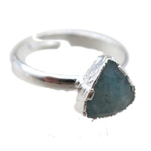 Amazonite Rings, triangle, silver plated, approx 10mm, 20mm dia [GR10156]