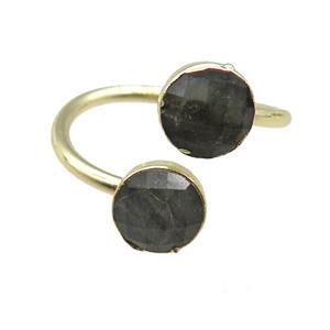 Labradorite Rings, circle, gold plated, approx 8mm, 20mm dia [GR10158]
