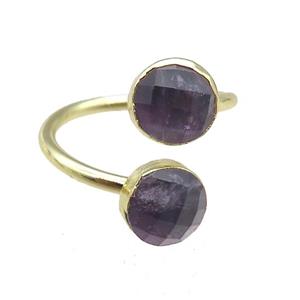Amethyst Rings, circle, gold plated, approx 8mm, 20mm dia [GR10160]