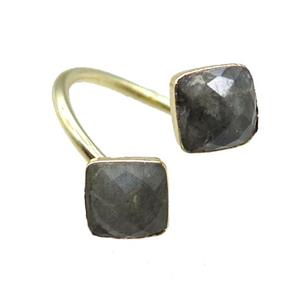 Labradorite Rings, square, gold plated, approx 8mm, 20mm dia [GR10162]