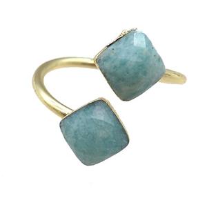 Amazonite Rings, square, gold plated, approx 8mm, 20mm dia [GR10163]
