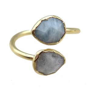 Aquamarine Rings, gold plated, approx 8x10mm, 20mm dia [GR10166]