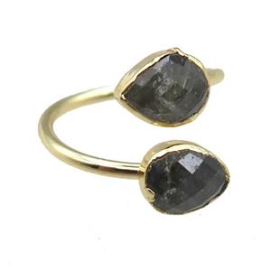 Labradorite Rings, gold plated, approx 8x10mm, 20mm dia [GR10167]