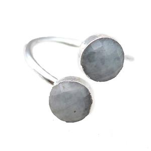Aquamarine Rings, circle, silver plated, approx 8mm, 20mm dia [GR10171]