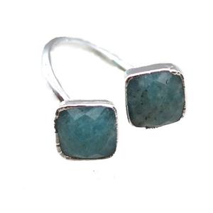 Amazonite Rings, square, silver plated, approx 8mm, 20mm dia [GR10173]