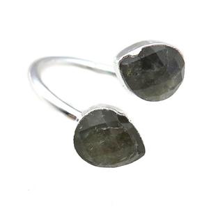 Labradorite Rings, silver plated, approx 8x10mm, 20mm dia [GR10176]