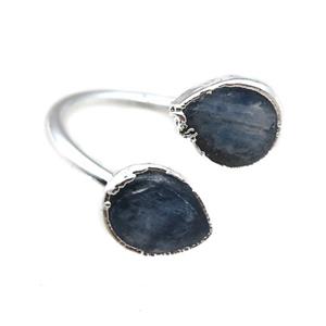 blue Kyanite Rings, silver plated, approx 8x10mm, 20mm dia [GR10178]