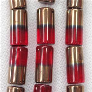 red Jadeite Glass tube beads, approx 10x20mm [GSFPB055]