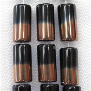 black Jadeite Glass tube beads, approx 10x20mm [GSFPB056]