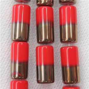 red Jadeite Glass tube beads, approx 10x20mm [GSFPB057]
