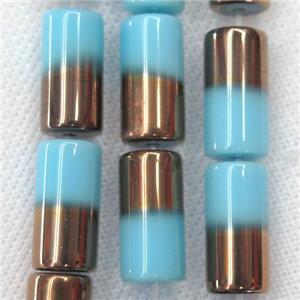 aqua Jadeite Glass tube beads, approx 10x20mm [GSFPB058]